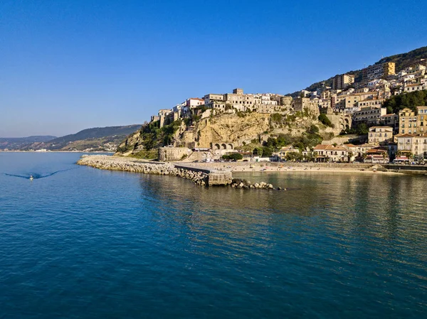 Pizzo Calabro Rıhtım Kale Calabria Talya Turizmi Deniz Kenarındaki Küçük — Stok fotoğraf