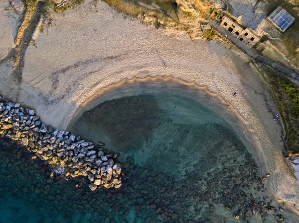 Luftaufnahme Der Kirche Von Piedigrotta Und Des Strandes Der Vollständig — Stockfoto