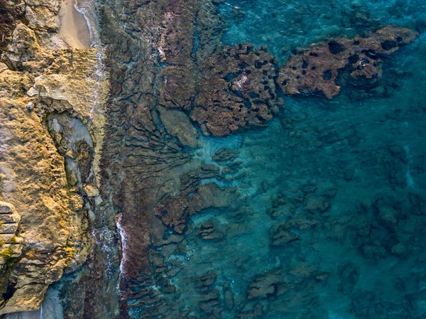 Luftaufnahme Von Felsen Meer Überblick Über Den Meeresboden Von Oben — Stockfoto