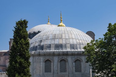 İstanbul, Türkiye, Ortadoğu: Ünlü eski Rum Ortodoks Hıristiyan ataerkil katedrali, daha sonra Osmanlı İmparatorluk Camii, şimdi bir müze, Bizans mimarisinin simgesi olan Ayasofya 'nın ayrıntıları