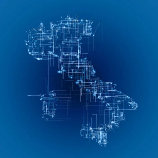 Itália Mapa Conexões Rede Trabalho Inteligente Digitalização Futuro Inovação Tecnológica — Fotografia de Stock