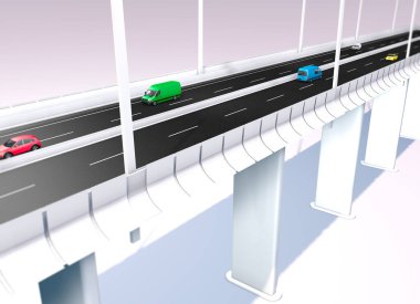 Yeni Ceneviz Köprüsü projesi, Renzo Piano 'nun projesinden köprü yeniden inşası. Morandi Köprüsü. 3 boyutlu görüntüleme. Liguria bölgesi. İtalya