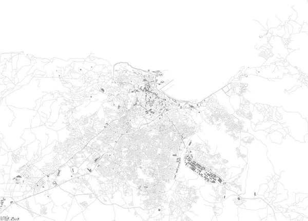Karta Över Tanger Satellitvy Stad Marocko Gata Och Byggnad — Stock vektor