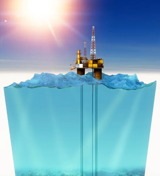 Olieplatform Oliewinning Raffinage Van Ruwe Olie Marine Installatie Voor Zwart — Stockfoto