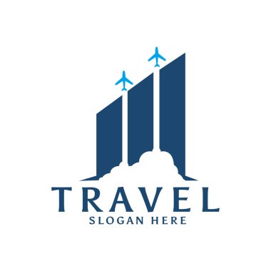 seyahat veri diyagramı logo şablonu, düzlem yukarı doğru kayma ile