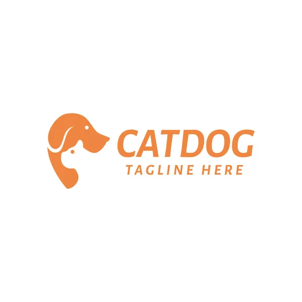 Orange animal pet dog and cat logo design template — Stock Vector