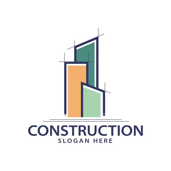 Construcții șablon de proiectare a logo-ului imobiliar — Vector de stoc