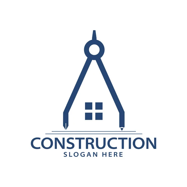 Construcción inmobiliaria edificio logotipo diseño plantilla — Vector de stock