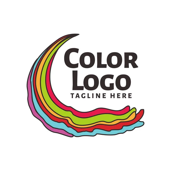Templat desain logo cat gelombang berwarna - Stok Vektor