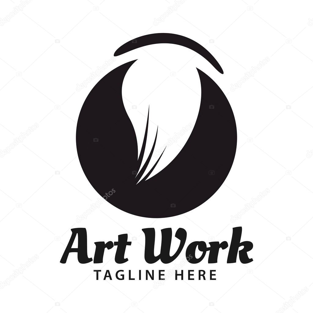 Art work black brush logo design template for community, education, shop
