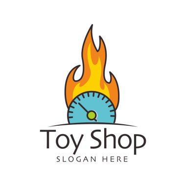çocuklar için oyuncak dükkanı hız göstergesi yangın hattı logo tasarım kavramı temp