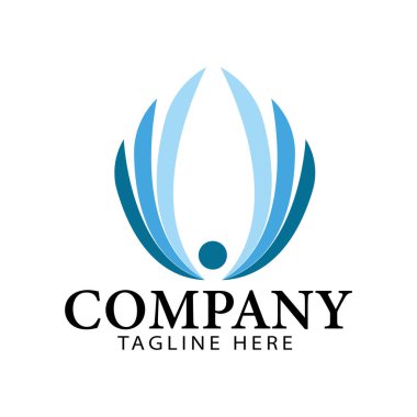 Mavi soyut iş şirketi kanatları logo tasarım şablonu inspir