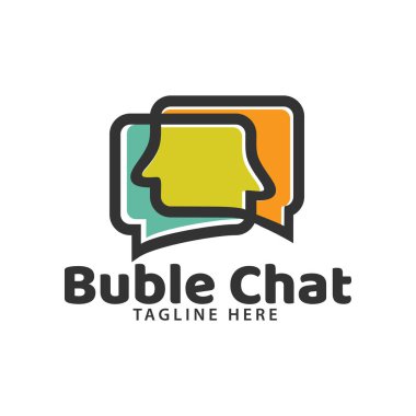 Buble çift sohbet hattı logo tasarım şablonu ilham
