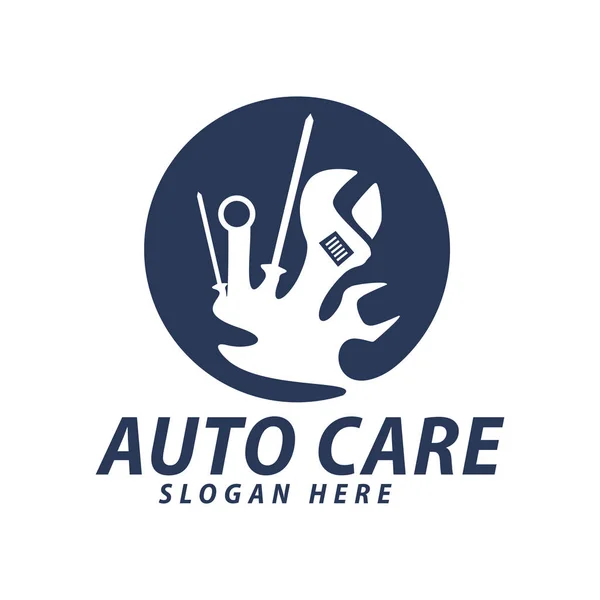 Automotivo carro cuidado reparação grage logotipo design conceito modelo — Vetor de Stock