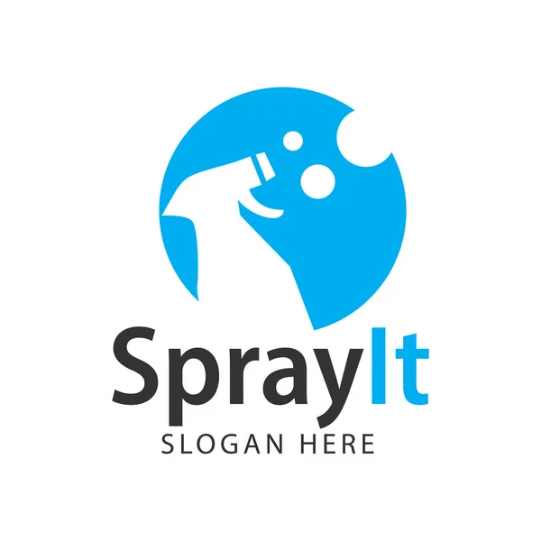 Kék spray tisztább negativ Space logo design sablon — Stock Vector