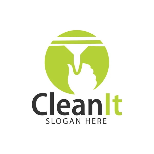 Plantilla de diseño del logotipo del limpiador casero de ventana verde — Vector de stock