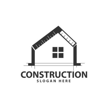 Ev inşaat cetvelleri pencere logo tasarım şablonu