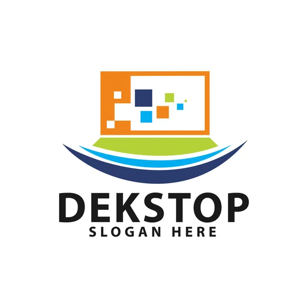 Colorido monitor dekstop logotipo design modelo inspiração — Vetor de Stock