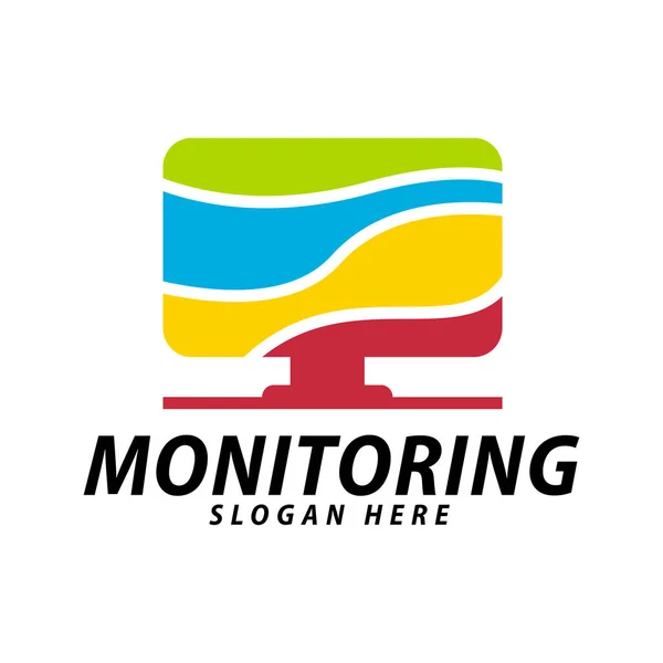Colorido monitor dekstop logotipo design modelo inspiração —  Vetores de Stock
