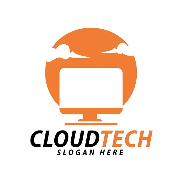 Tehnologia cloud dekstop șablon de design logo-ul de stocare computer — Vector de stoc