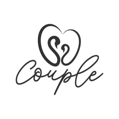 Çift aşk tarihi logo tasarım şablonu ilham 