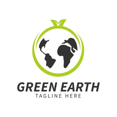 Yeşil ekoloji yaprak toprak gün logo tasarım şablonu ilham