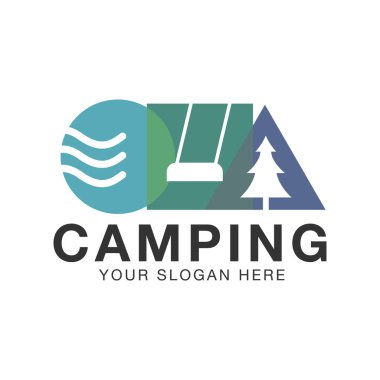 Oyun spor spor yüzmek koşmak kamp logo tasarım şablonu ilham