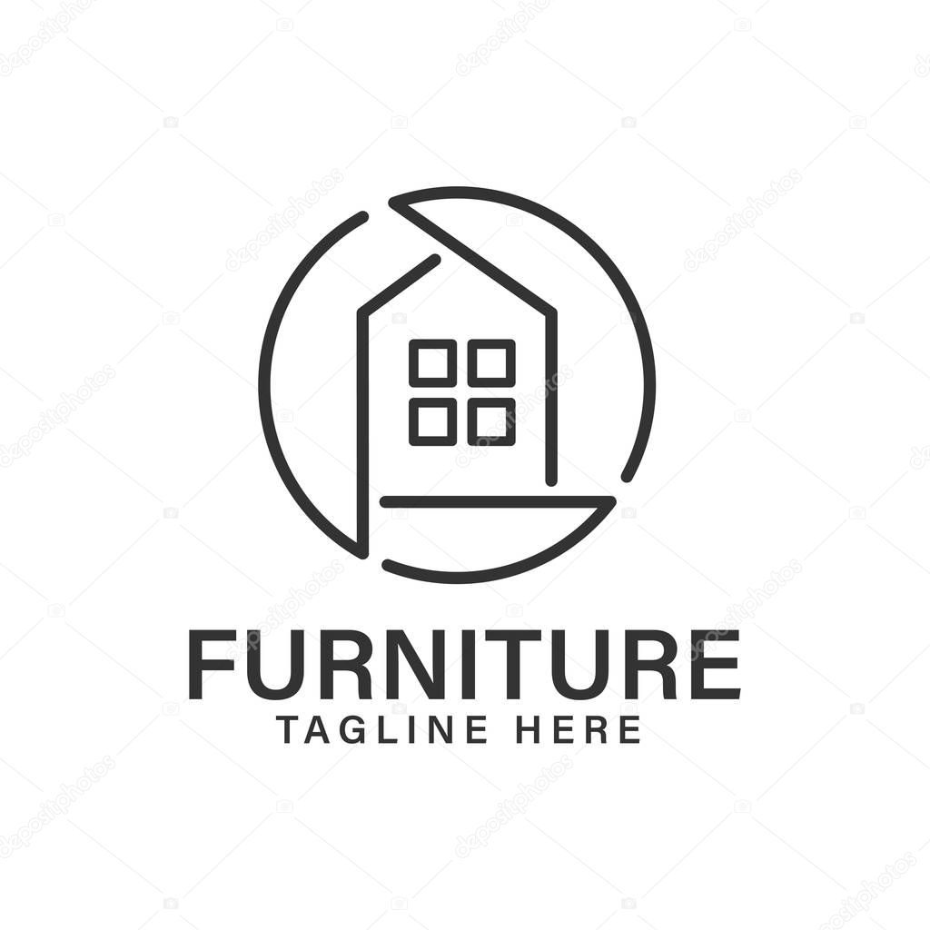 Furniture lamp chair interior logo design template inspiration
