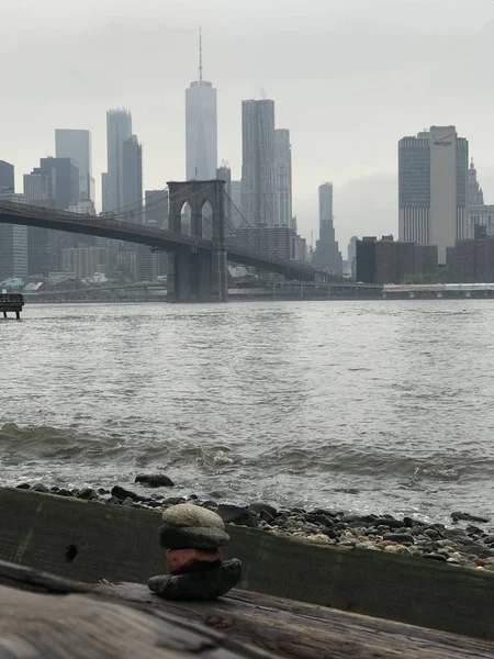 Pont Brooklyn Vue Été Manhattan — Photo