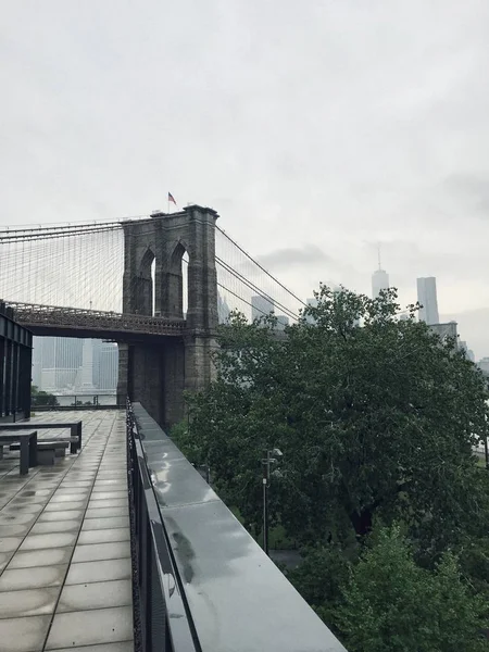 Brooklyn Köprüsü Yaz Görünümü Manhattan — Stok fotoğraf