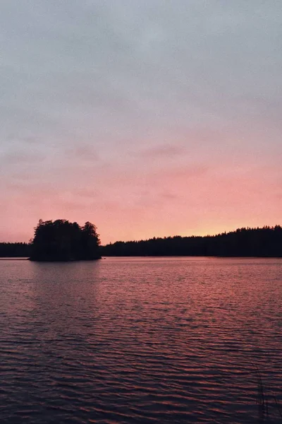 Magnifique Coucher Soleil Sur Lac Finlande Porvoo Sondby Sondbytrasket — Photo