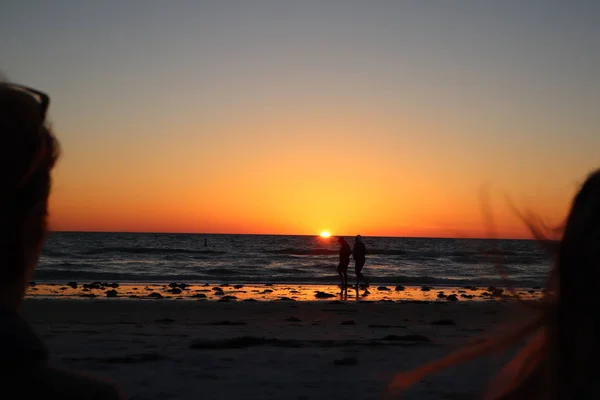 Hermosa Puesta Sol Naranja Playa Golfo México —  Fotos de Stock