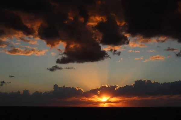 Magnifique Coucher Soleil Sur Golfe Mexique Magnifique Coucher Soleil Orange — Photo