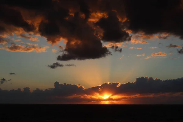 Beautiful Sunset Gulf Mexico Beautiful Orange Golden Sunset Ocean Sun — Stock Photo, Image