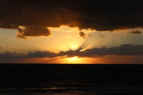 Magnifique Coucher Soleil Sur Golfe Mexique Magnifique Coucher Soleil Orange — Photo