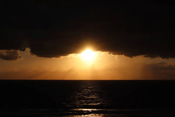 Beautiful Sunset Gulf Mexico Beautiful Orange Golden Sunset Ocean Sun — Stock Photo, Image