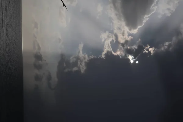 Langit Cerah Dan Awan Badai Laut Setengah Langit Jelas Setengah — Stok Foto