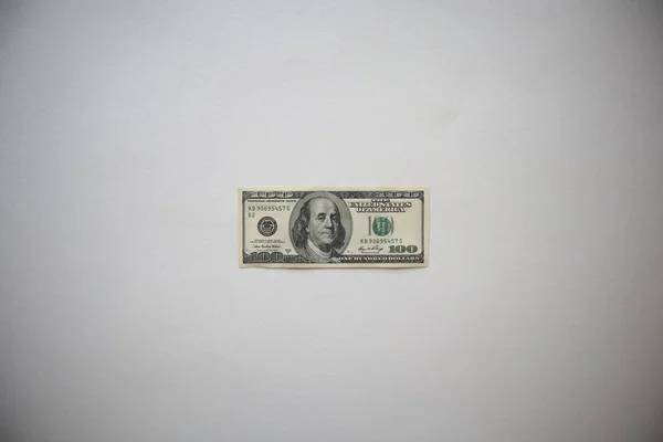 Vieux Billet 100 Dollars Sur Fond Blanc — Photo