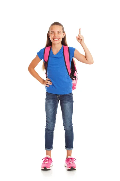 Leuke Jonge Student Klaar Voor Het Nieuwe Schooljaar — Stockfoto