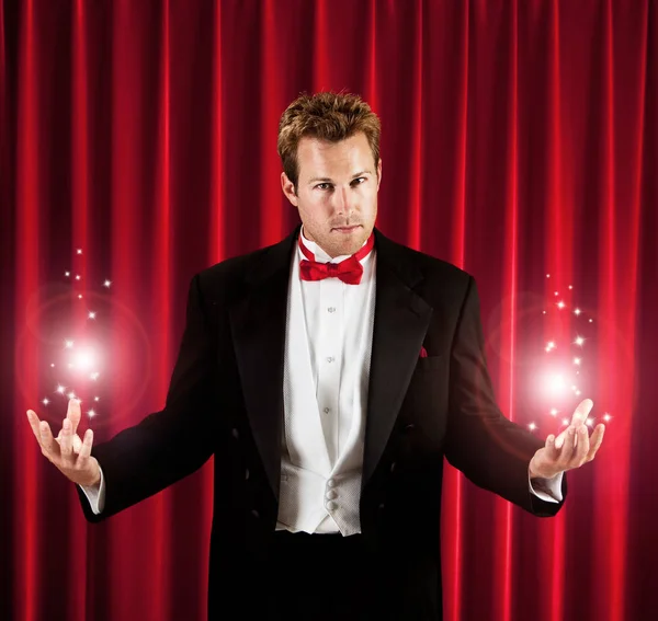 Series Magician Traditional Tuxedo Various Props Looking Mysterious Magical — Stock Photo, Image
