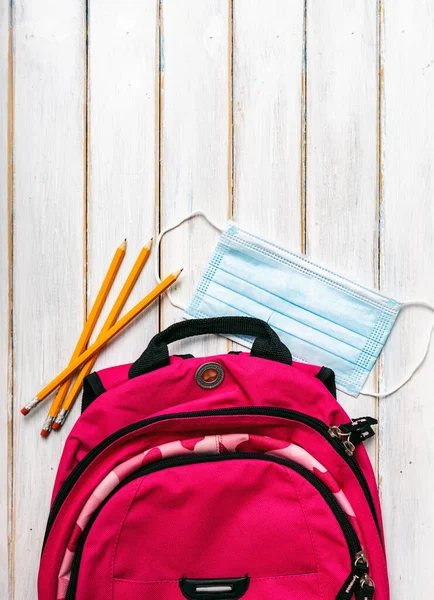 Serie Sobre Fondo Madera Envejecida Con Artículos Escolares Así Como —  Fotos de Stock