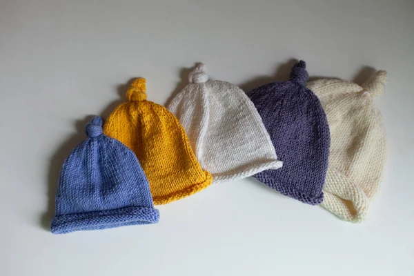 Children\'s knitted hats, with natural wool, handmade