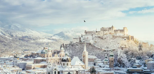 Salzburg Winter Verschneite Altstadt Sonnenschein — Stockfoto
