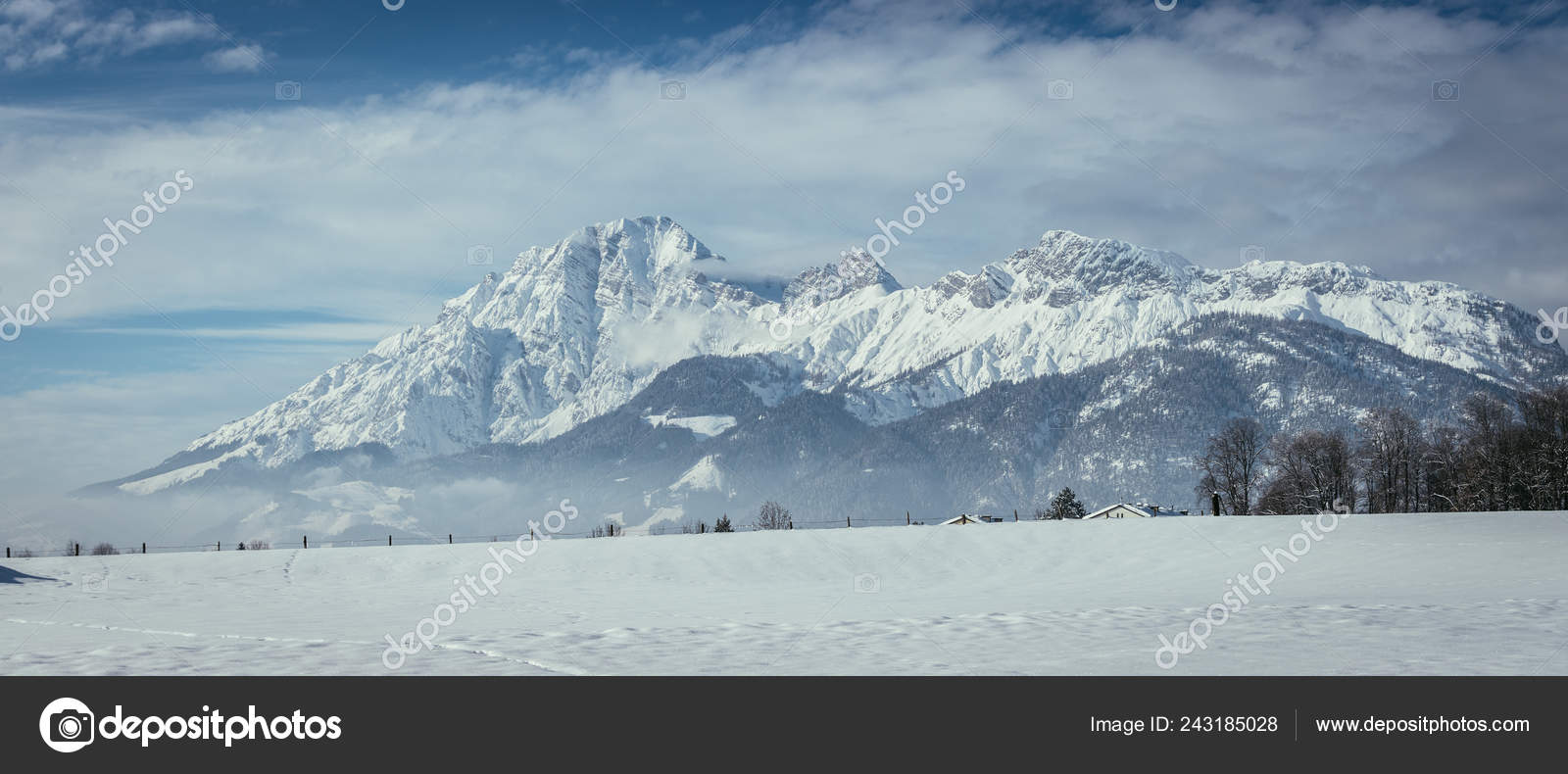 Idillicheskie Pejzazhi Snezhnymi Gorami Alpy Avstriya Stokovoe Foto C Patrick Daxenbichler 243185028