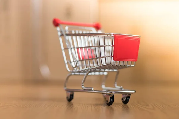 Online Shopping Concetto Servizio Pacchi Carrello Scatole Cartone Miniatura — Foto Stock