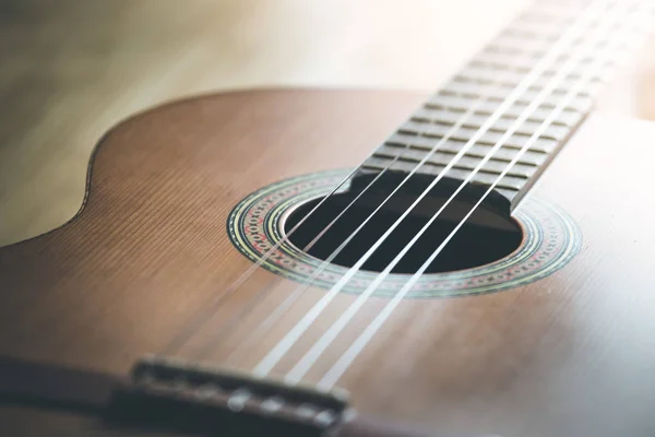 Cutout Classical Guitar Corpus Strings Closeup — Stock Photo, Image