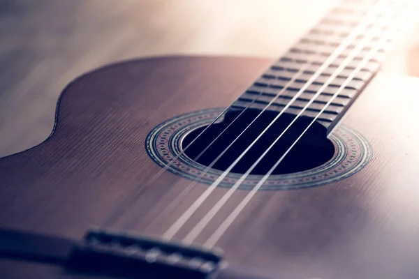 Cutout Classical Guitar Corpus Strings Closeup — Stock Photo, Image