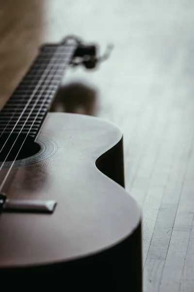 Recorte Corpus Guitarra Clásica Cuerdas Primer Plano — Foto de Stock