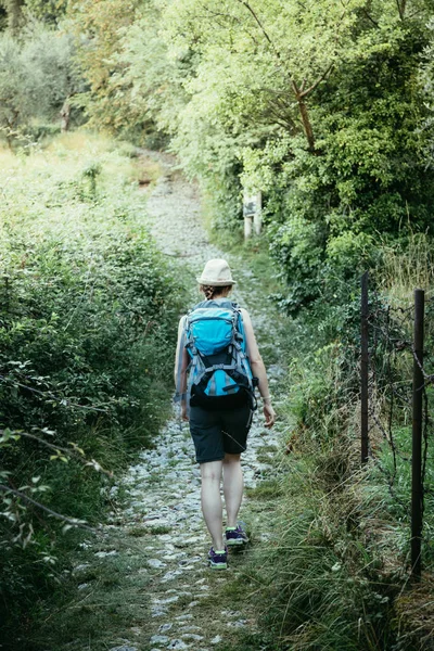 Wandelaar Een Parcours Dolomieten Italië — Stockfoto