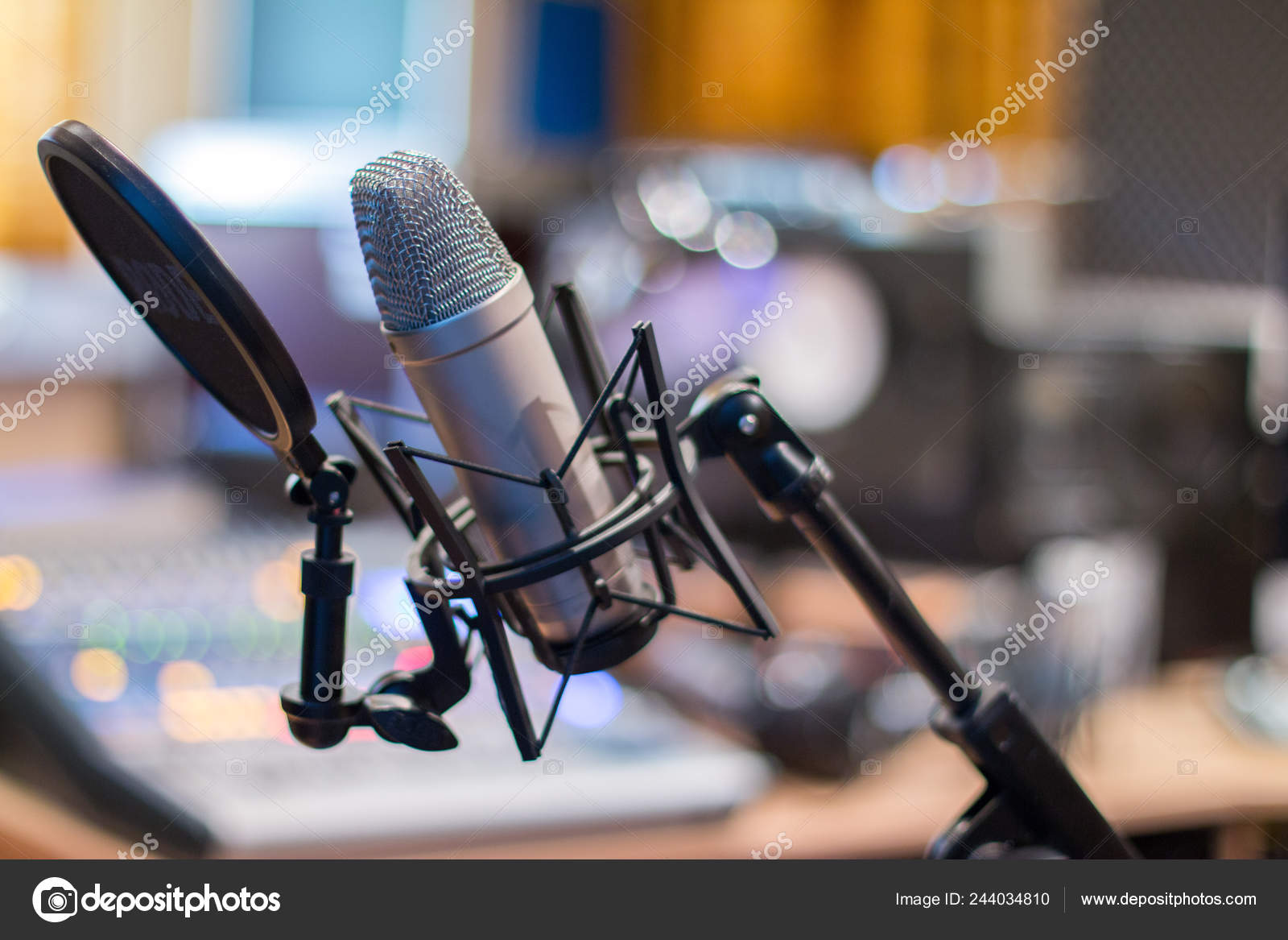 Professional Studio Microphone Recording Studio Equipment Blurry Background Stock Photo By C Patrick Daxenbichler 244034810